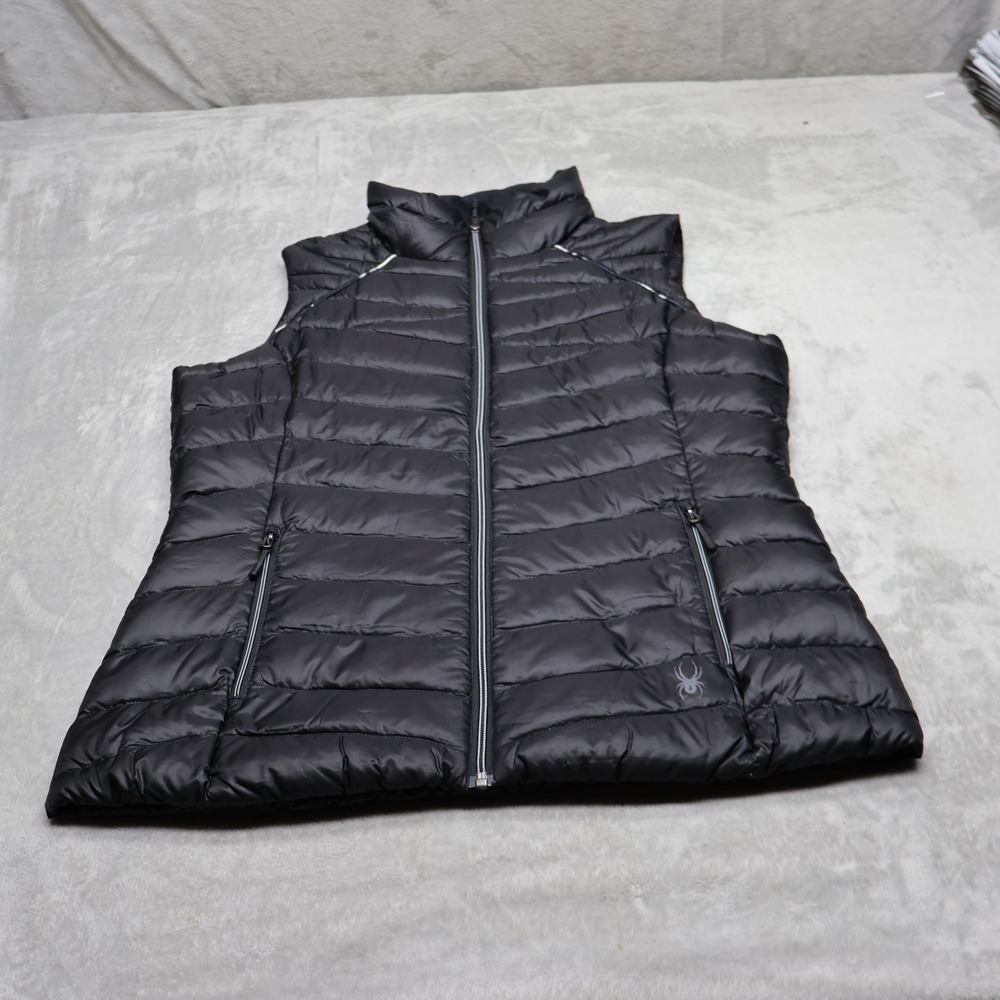 Spyder Down Vest Women XL Black Timeless Insulated Full Zip Light Quilted Puffer